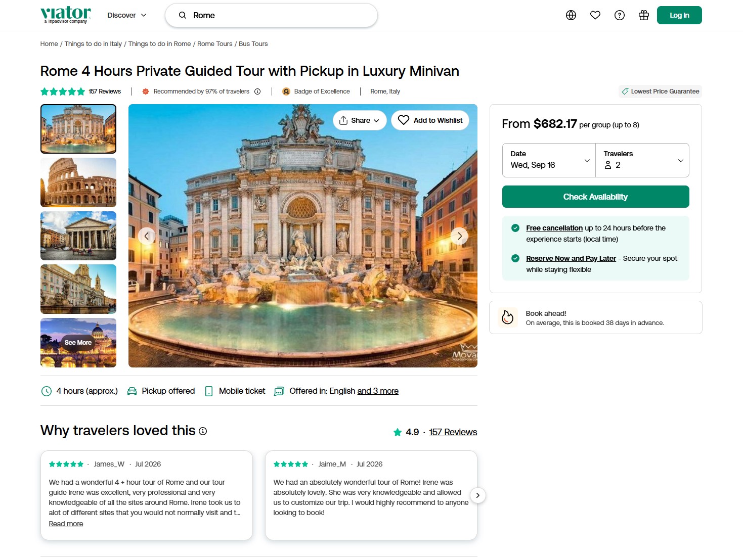 Screenshot tour Viator